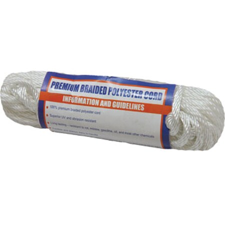 Sea-Dog Sea-Dog 303303050WH-1 Solid Braid Polyester Utility Cordage - 1/8" x 50', White 303303050WH-1